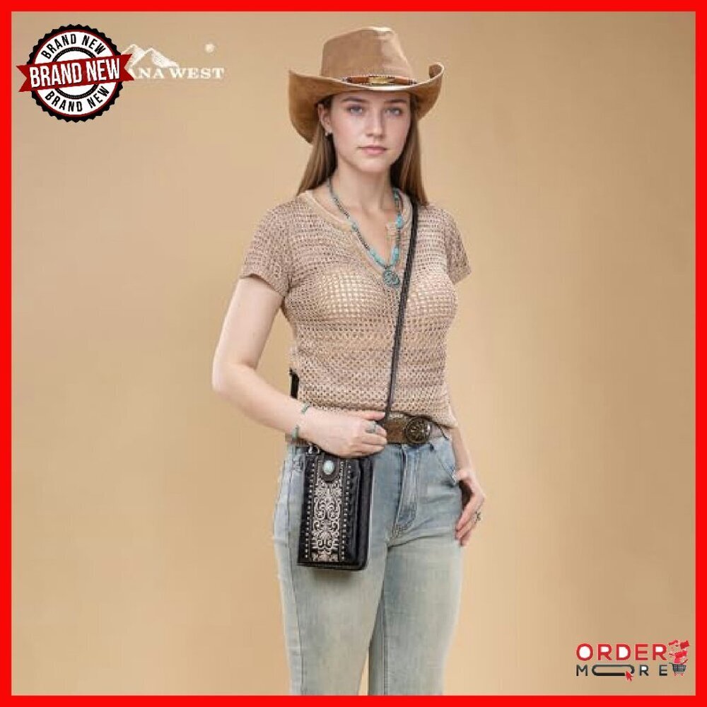 Small Vegan Leather Crossbody Bag with 12 Card Slots & Phone Pocket - Picture 3 of 8